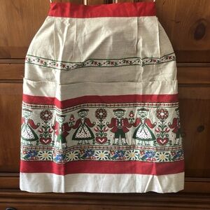Austrian Waist Apron Penn Dutch Couple Man Woman Red Green Chef Vintage 50s 60s